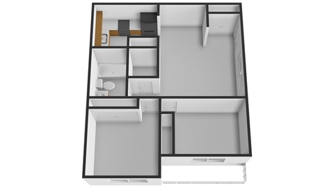 Floor plan for 2 beds, 1 bath, 700 sqft